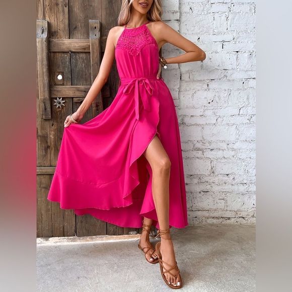 Grecian  Floral v neck  midi dress With belt